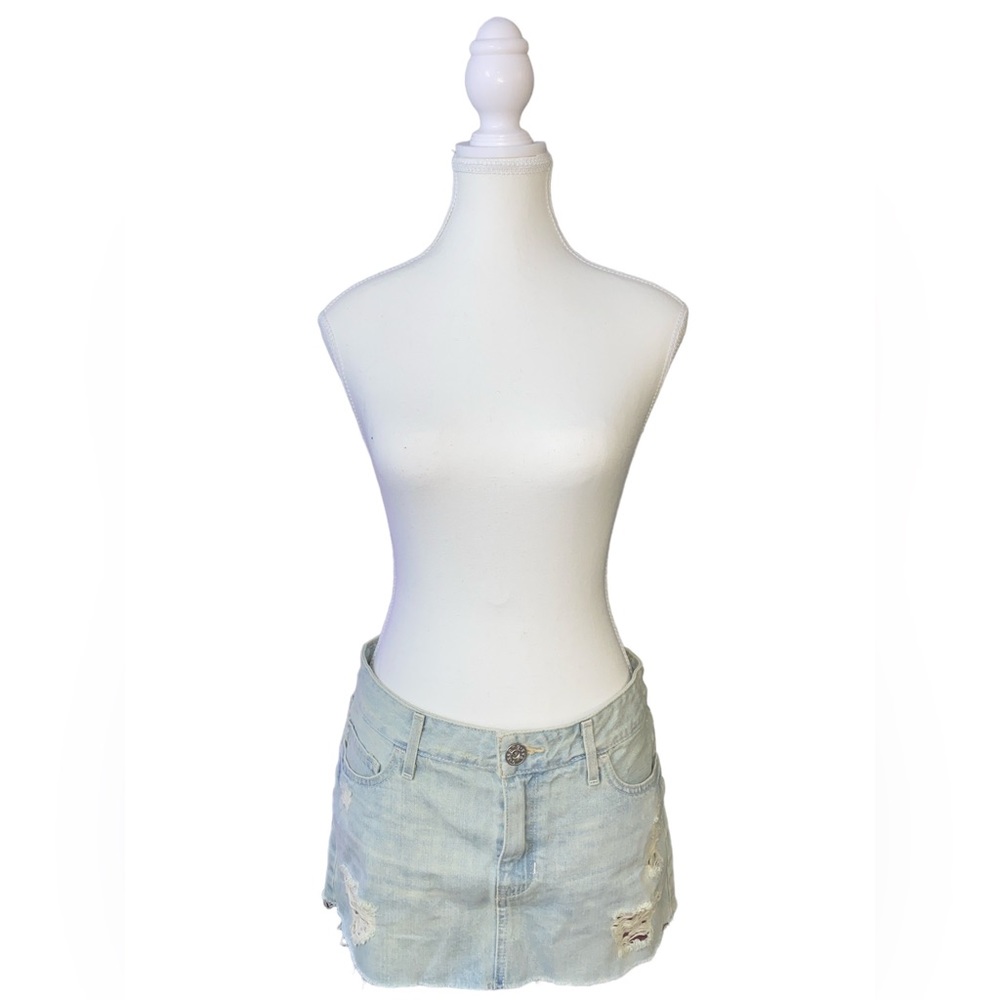 Guess - Low rise distressed denim mini skirt
